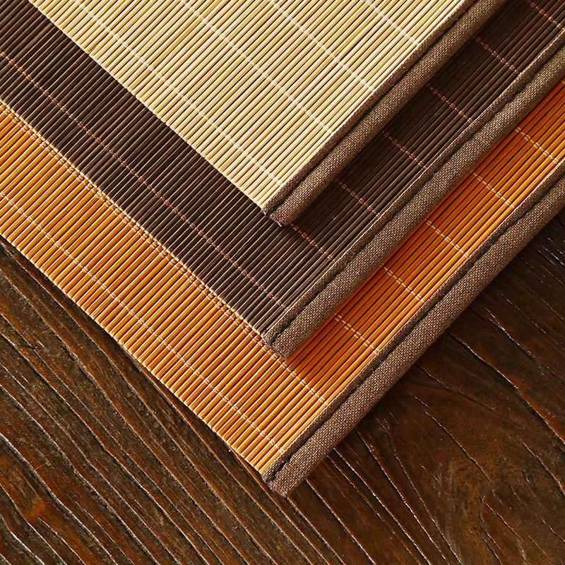 Fabric Edged Bamboo Silk Tea Mat Table Runner Tea Tablecloth Bamboo Zen Style Chinese Tea Tray Mat