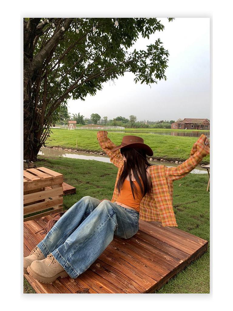 Women's Distressed Gradient Loose Wide-Leg Floor-Length Jeans 2025 Trend