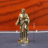 Vintage Handmade Brass Statue Mini Copper Figurine Craft Desktop Decor for Study Room Home Office Souvenir Gift