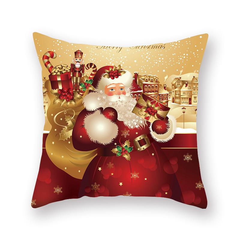 Cartoon Print Christmas Pillow Holiday Decoration Sofa Pillow Case Christmas Cushion