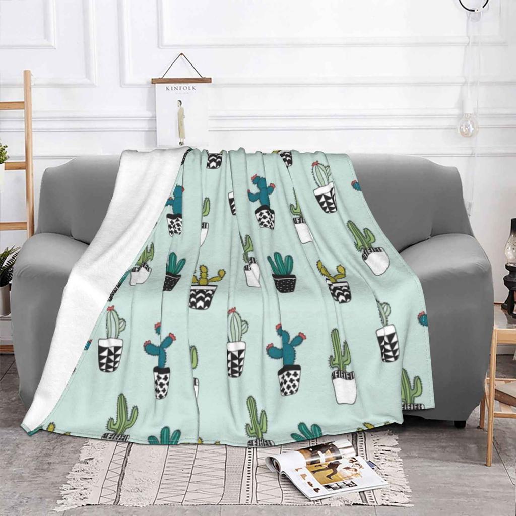 Cacti Super Warm Soft Blankets On Sofa/Bed/Travel Pattern Cacti Cactus Succulents Flower Pots Plants