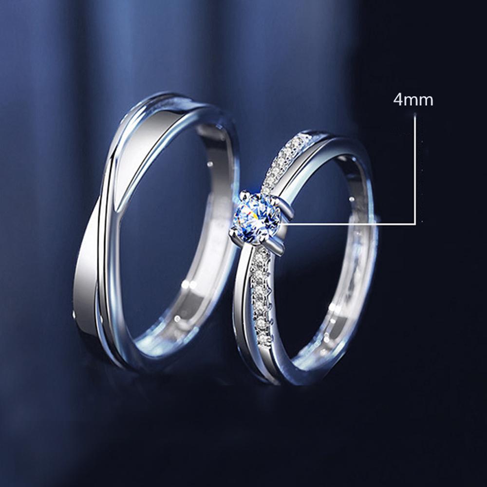 1 Pair Twist Copper Plated Platinum Resizeable Couple Rings Men Women Adjustable Overlap Opening Finger Jewelry