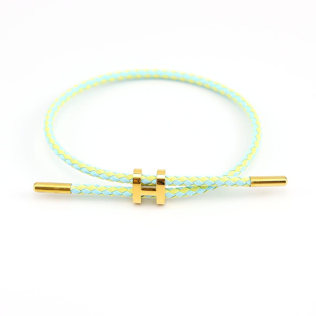 Titanová ocel 3D I-spona Vodotěsný náramek Náramek Nerezová ocel Zlatá barva Rok narození Pletené ocelové lanko Kožená šňůrka Červená šňůrka