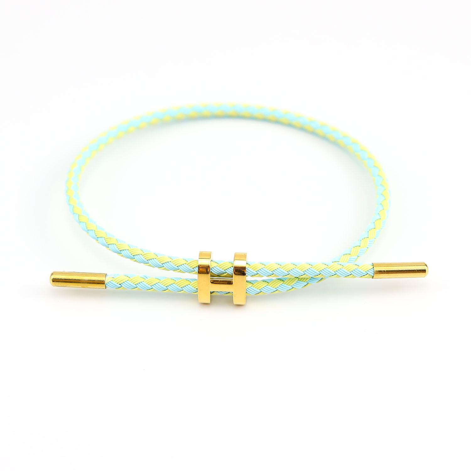 

Водонепроницаемый браслет из титановой стали с 3D I-образной пряжкой, браслет из нержавеющей стали, золотой цвет, натальный год, плетеный проволочный канат, кожаный канат, красный канат