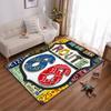 Vintage License Plate Carpet with Route 66 Highway Theme Colorful Design Suitable for Use As an Anti-slip for Living Room Bedroom Sofas