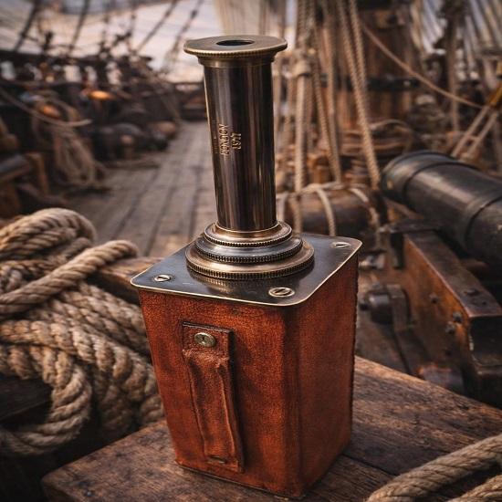 London Style Brass Monocular Telescope Leather Wrapped Nautical Spyglass