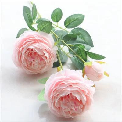 Kunstblumen Fabrik Großhandel Europäischer Stil 3 Pfingstrosen Heim Hochzeit Dekorative Kunstblumen Vase Box Dekorationszubehör