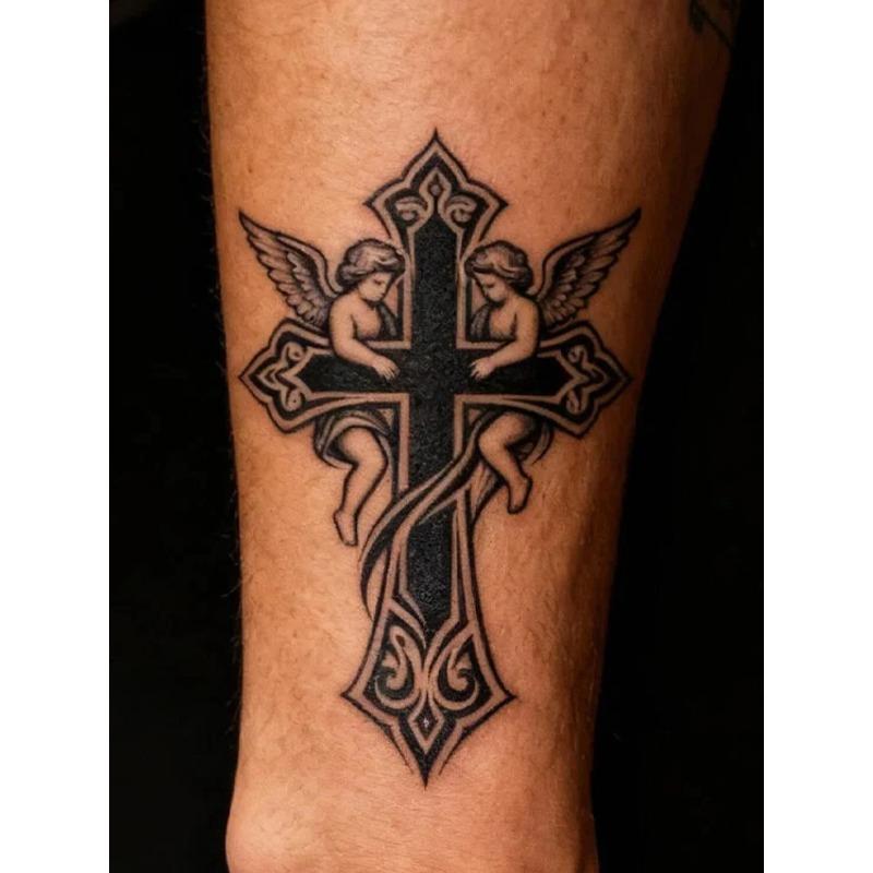 Bussola Ancoraggio Impermeabile Permanente Croce Erbe Tatuaggio Adesivo Per Uomini e Donne Duraturo 7-15 Giorni Adatto per il Braccio