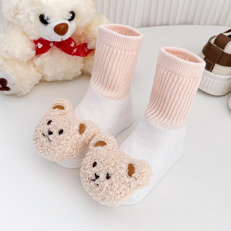 Bear Doll Baby Long Socks Anti Slip Infant Loose Mouth Stockings Winter Warm Children Floor Socks Cartoon Newborn Plush Footwear