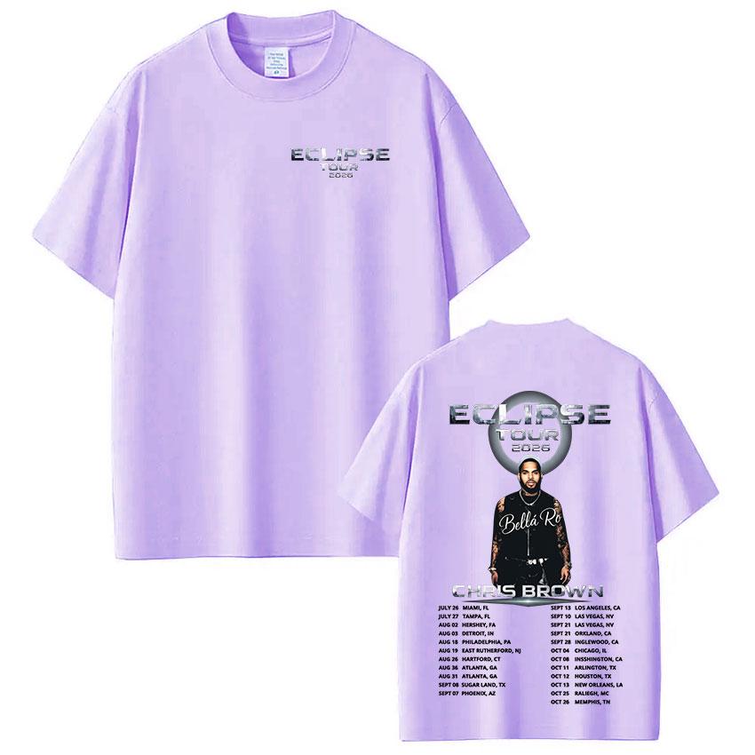 Rapper Chris Brown Eclipse Tour 2026 Merch Tshirt Unisexs Women Clothing Fashion Hip Hop T Shirt Cotton Casual Oversized Tshirts