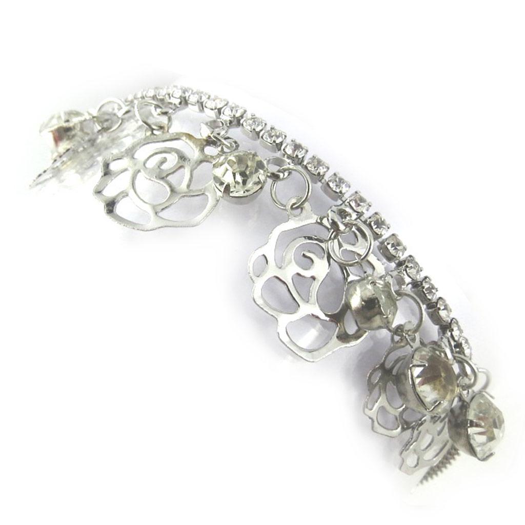 Les Trésors De Lily [N1148] - Silver White 'Rosa Romantica' Bracelet