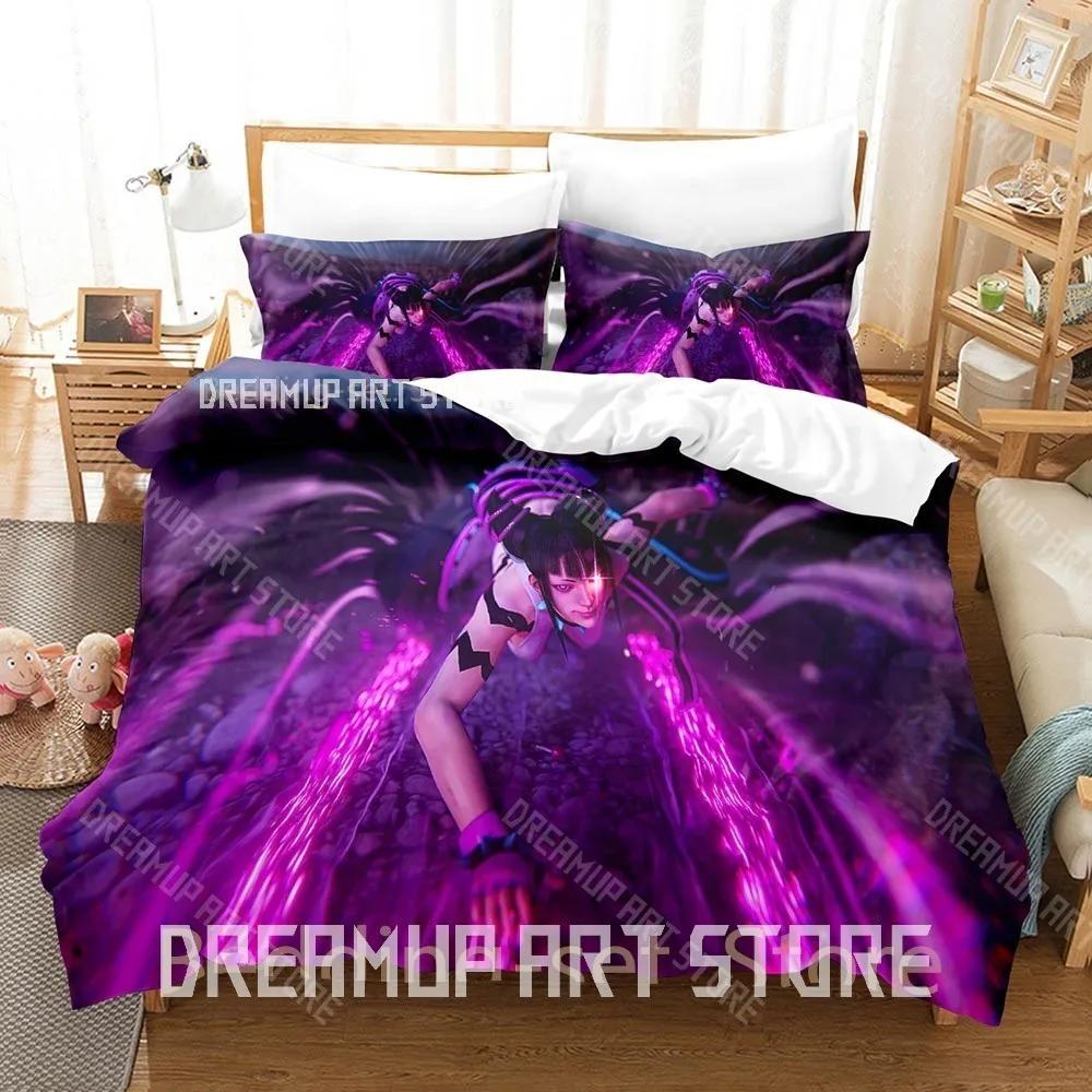 3D Print Juri Han Game Street Fighter Bedding Set Cartoon Anime three-piece set Adult Kid Bedroom Duvetcover Sets