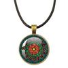 Klassische Lebensblume Seilkette Glasanhänger Halsketten Mandala Elegante und komplexe Muster Halsketten Damen Cabochon Schmuck