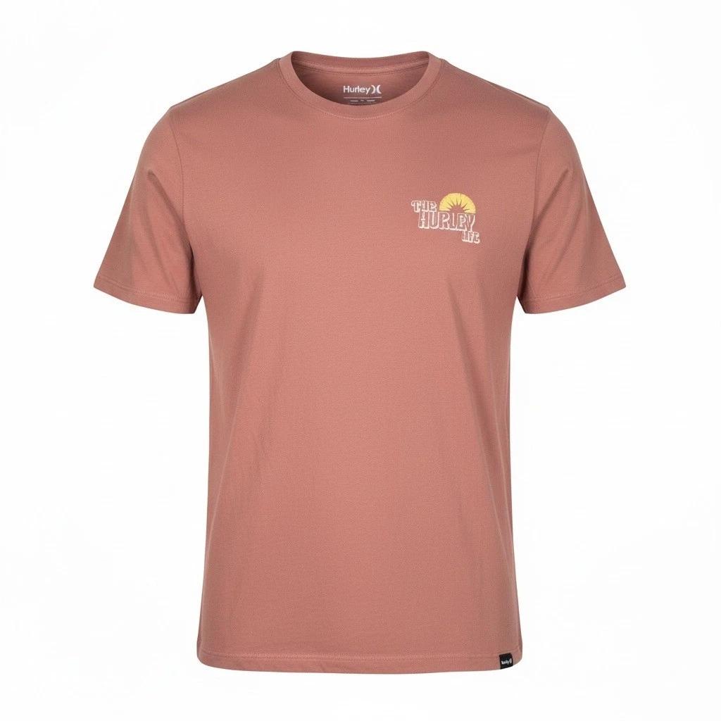 

Hurley Mens Sunburst SS Graphic Tee Dark Ivory Rose Phantom Pink, Size Large NWT 2XL