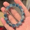 Original natural white crystal, ink blue chalcedony, aquamarine bracelet, lace, ice-clear, high-end feel, hand accessory