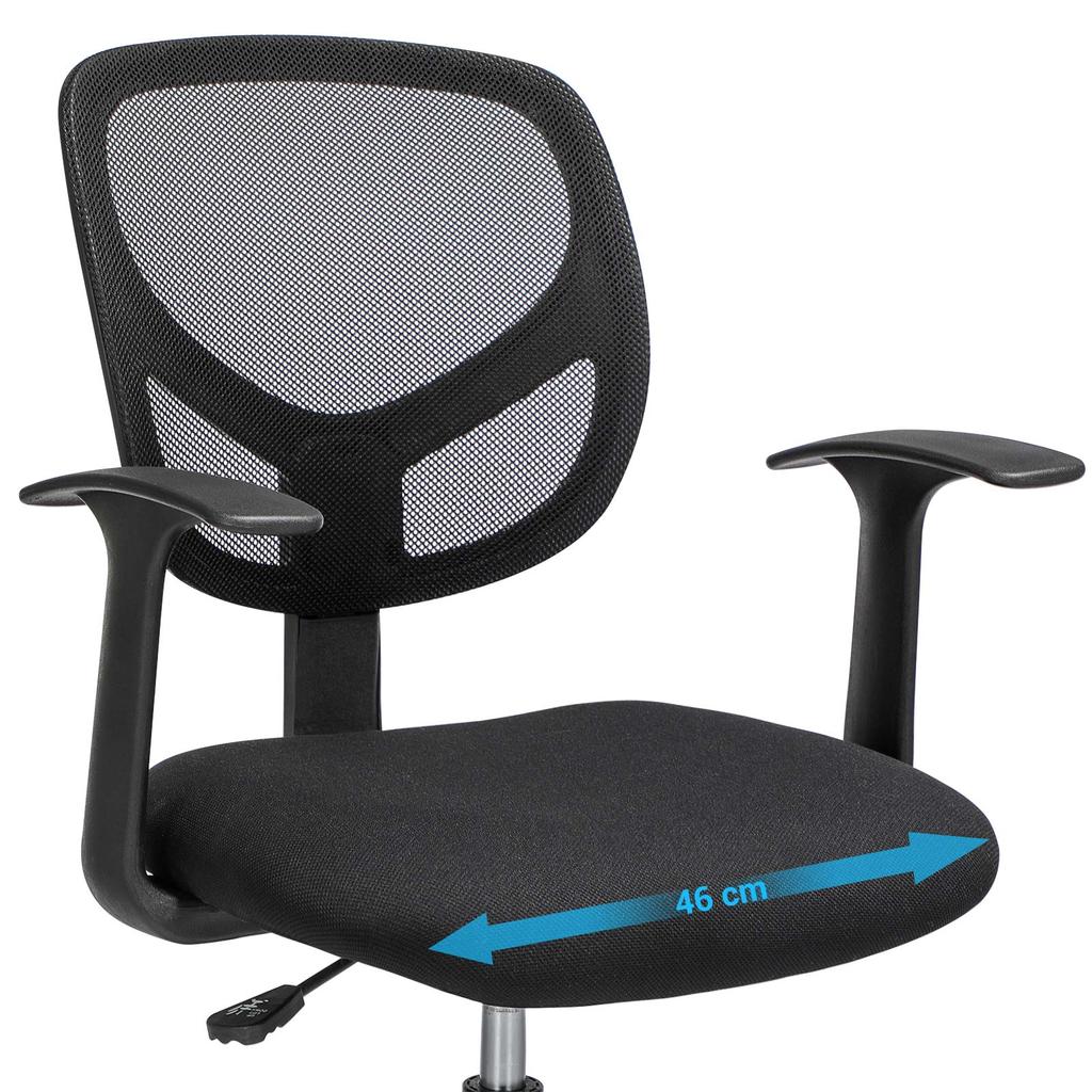 SONGMICS Office Chair Ergonomic Work Stool with Armrests Seat Height 55-75 cm High Work Chair with Adjustable Foot Ring Load Capacity 120 kg Black