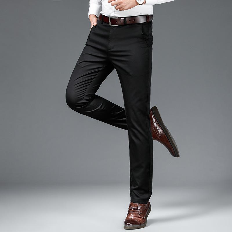 Pantalones Casuales Elásticos para Hombres de Negocios Pantalones Rectos Delgados y Cómodos para Hombres Pantalones Sueltos Suaves y Transpirables de Calidad para Hombres