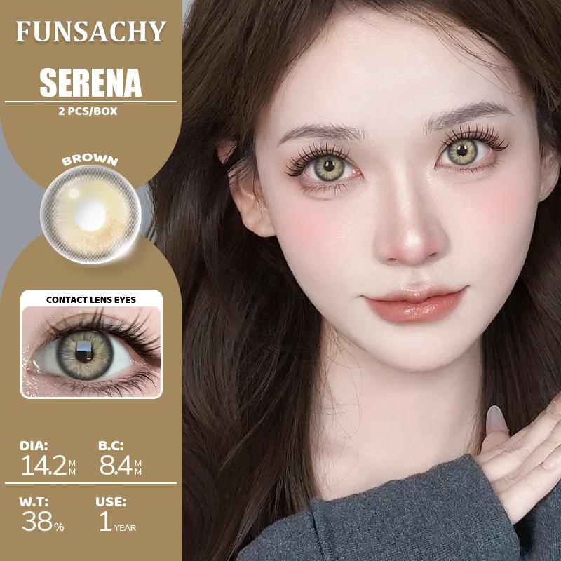 FUNSACHY 1 Pair Colored Contact Lenses Natural Big Black Eyes Blue Green Soft Contact Lenses for Women Brown Gray Contact Lenses
