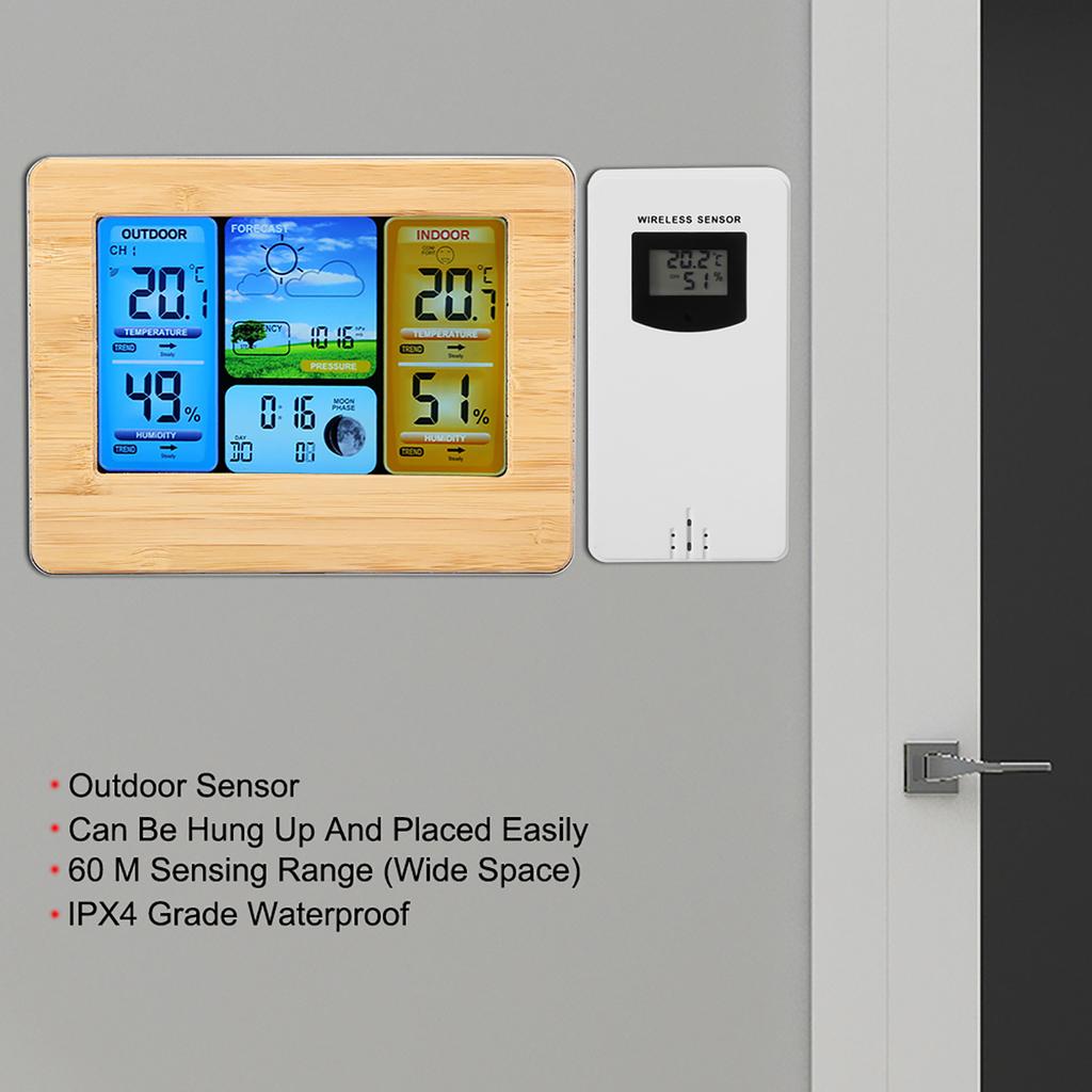 LCD Digital Wireless Weather Station Clock Thermometer Indoor&Outdoor Humidity