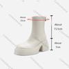 Comemore Spring Autumn New White Short Boots Thick Soled Round Head Botines Shoes for Women Chunky High Heels Ankle Boot