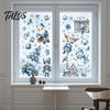Home Decor for Christmas 9Pcs Window Clings, Blue Santa Snowman Reindeer Static Stickers, Nutcracker Clings Reusable Double Sided Xmas Decorations