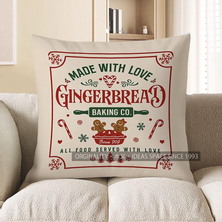 Home Decor Baked Fresh Daily Gingerbread Bakery Cushion Pattern Cushion Cover Suitable For Sofa Bedroom Car Pillow Cover