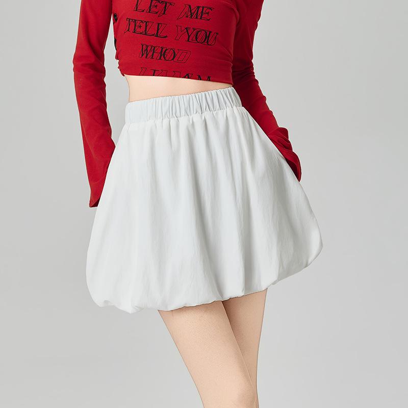 

Women s Summer Pink Bud-Print Mini Skirt High-Waisted Slimming A-Line Anti-Exposure Pumpkin Style Casual All-match Versatile Skirt for Petite XS