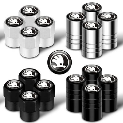 2025 New 4pcs Metal Car Wheel Tire Valve Caps Stem Case Covers Accessories For Skoda S Kodiaq Octavia 2 3 Yeti Karoq Rapid Fabia