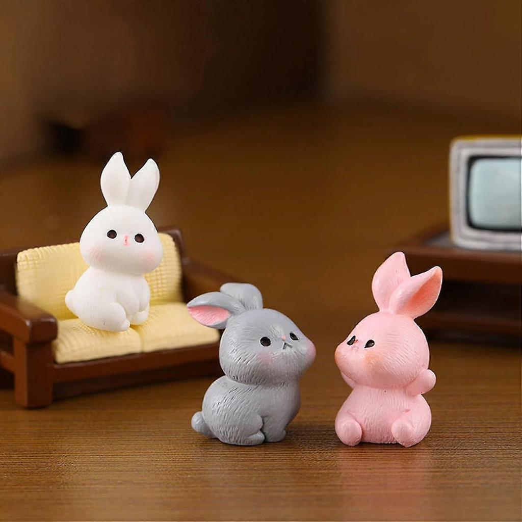 24 Pcs Mini Rabbits Easter Bunny Resin Bunny Figurines Mini Lop Bunny Mini Animals Fairy Garden Miniature Moss Landscape Ornaments For Easter Egg Fill