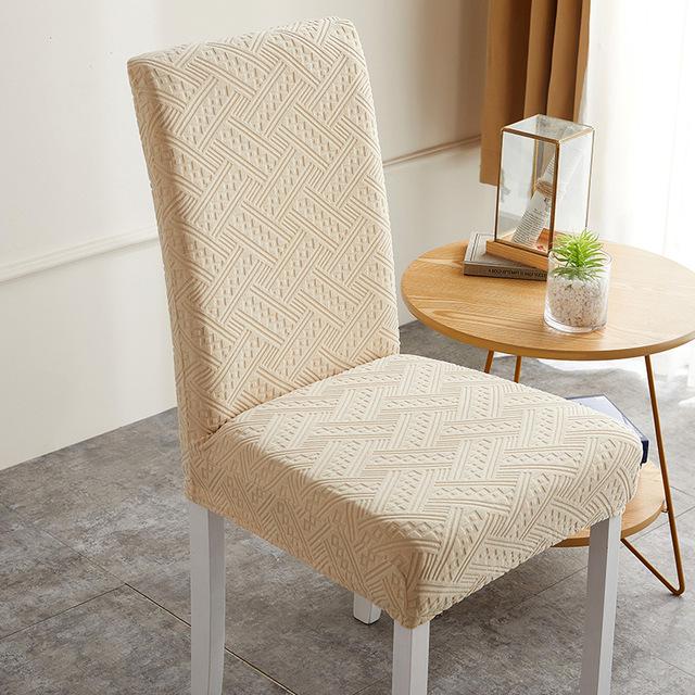 Jacquard Chair Cover Solid Color Stretch Full -Inclusive Chair Chair Seat Cover Dustproof Family Space Decoration Protective Cover
