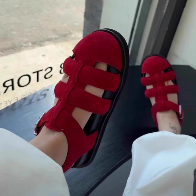 Fashion Women Flats Sandals 2025 Summer New Round Toe Casual Designer Shoes Rome Style Ladies Sandals Woman Designer Shoes for Women