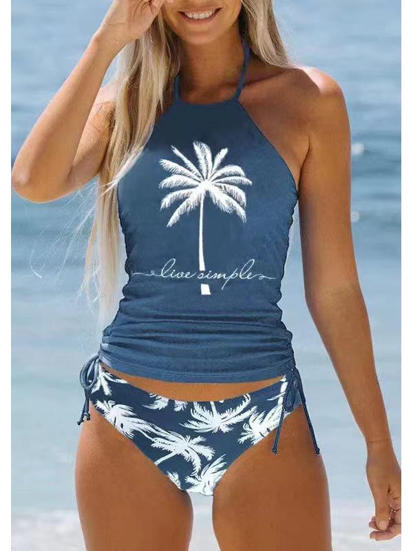 

Консервативный многоцветный купальник бикини в европейском и американском стиле 2024 Large морской синий