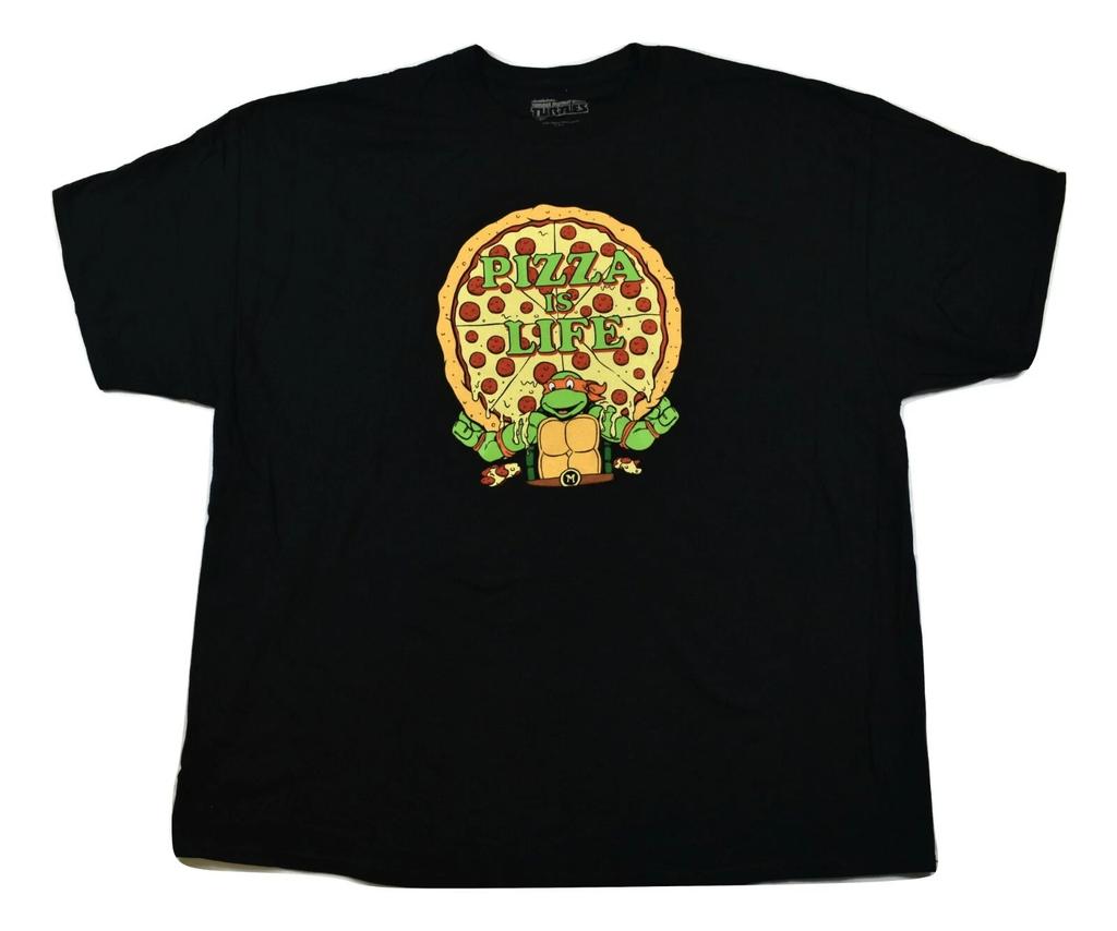 Teenage Mutant Ninja Turtles Mens Pizza Is Life Black Shirt New 3XL