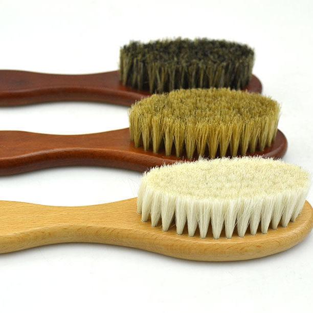 Barber Shop Solid Wood Hair Brush with Soft Horsehair Bristles