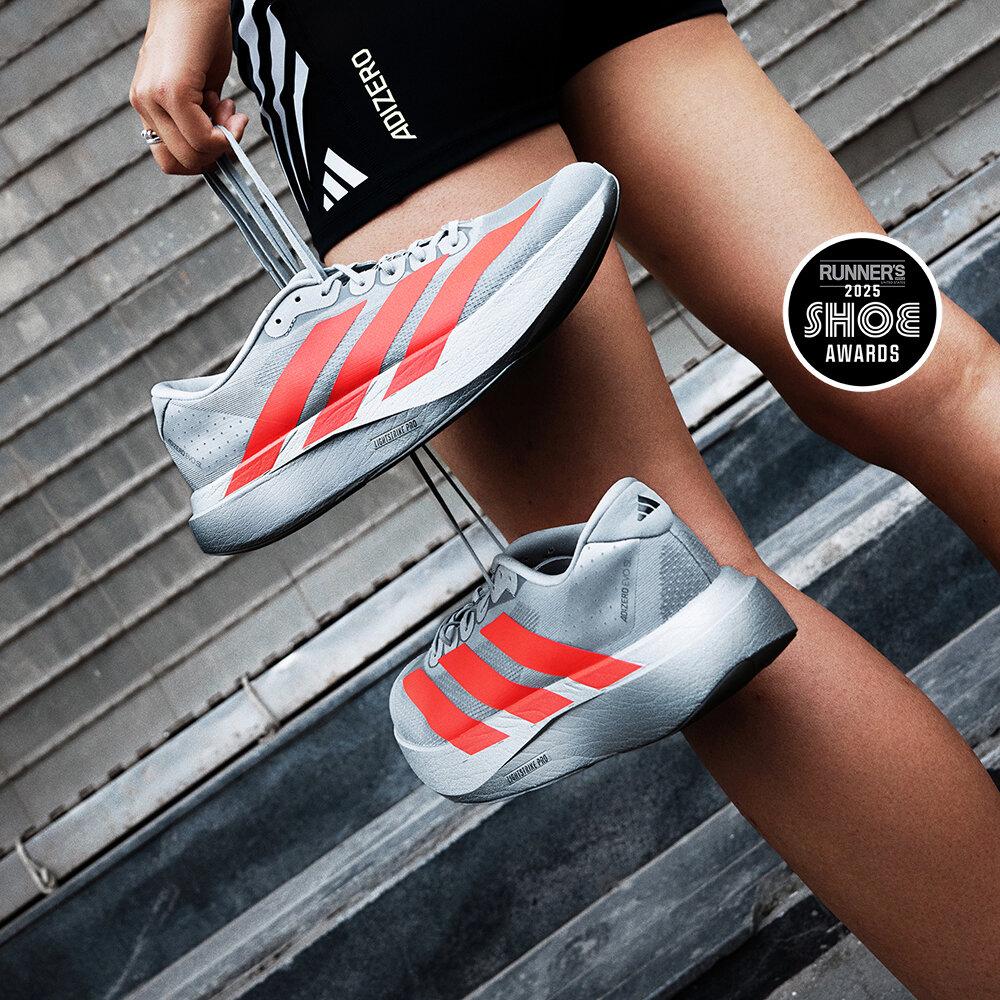 adidas Adizero Evo SL Silver Metallic Lucid Red (Women s) 36
