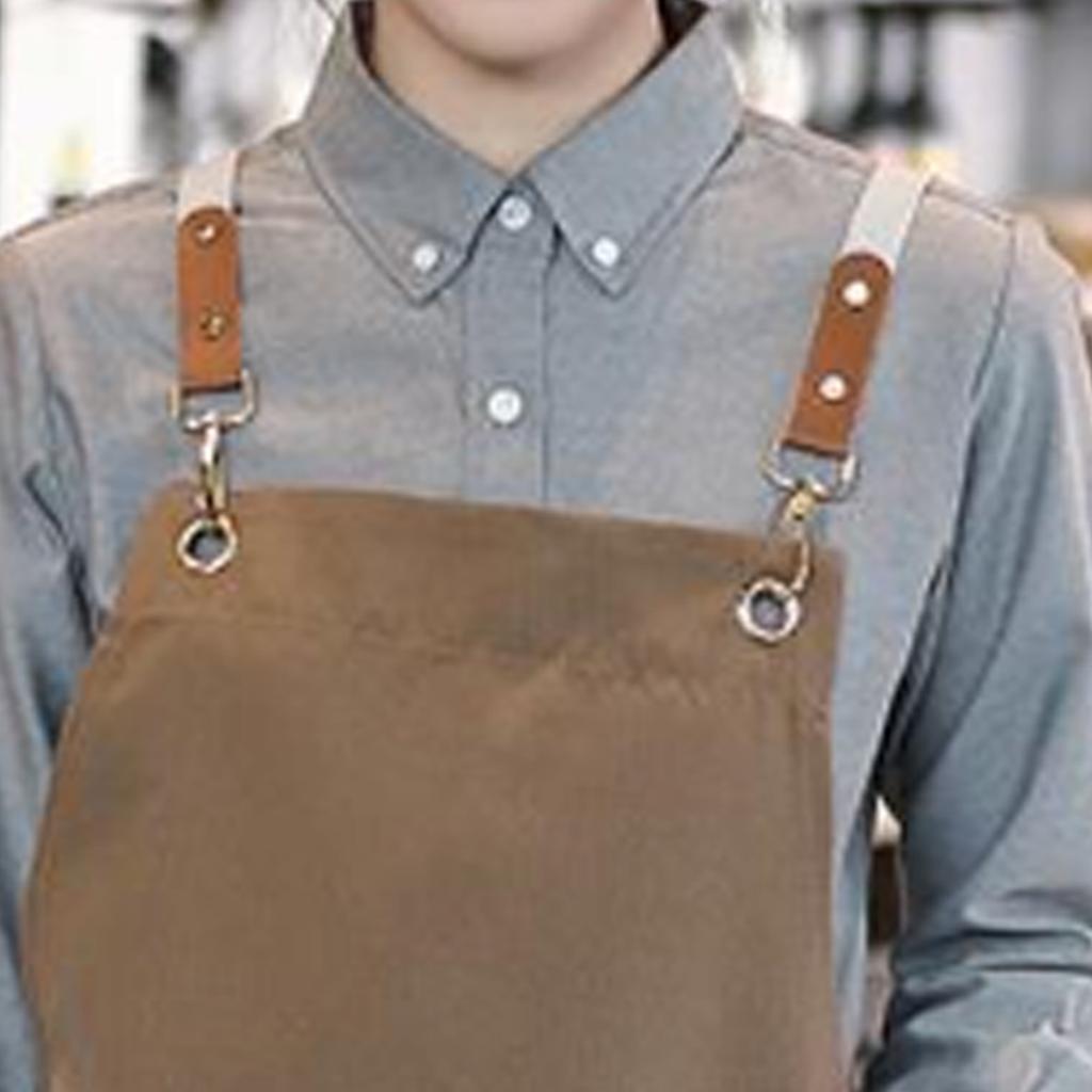 Canvas Apron Waterproof Adjustable Strap Stylish Comfortable Chef Apron for Coffee Nail Baking Shop