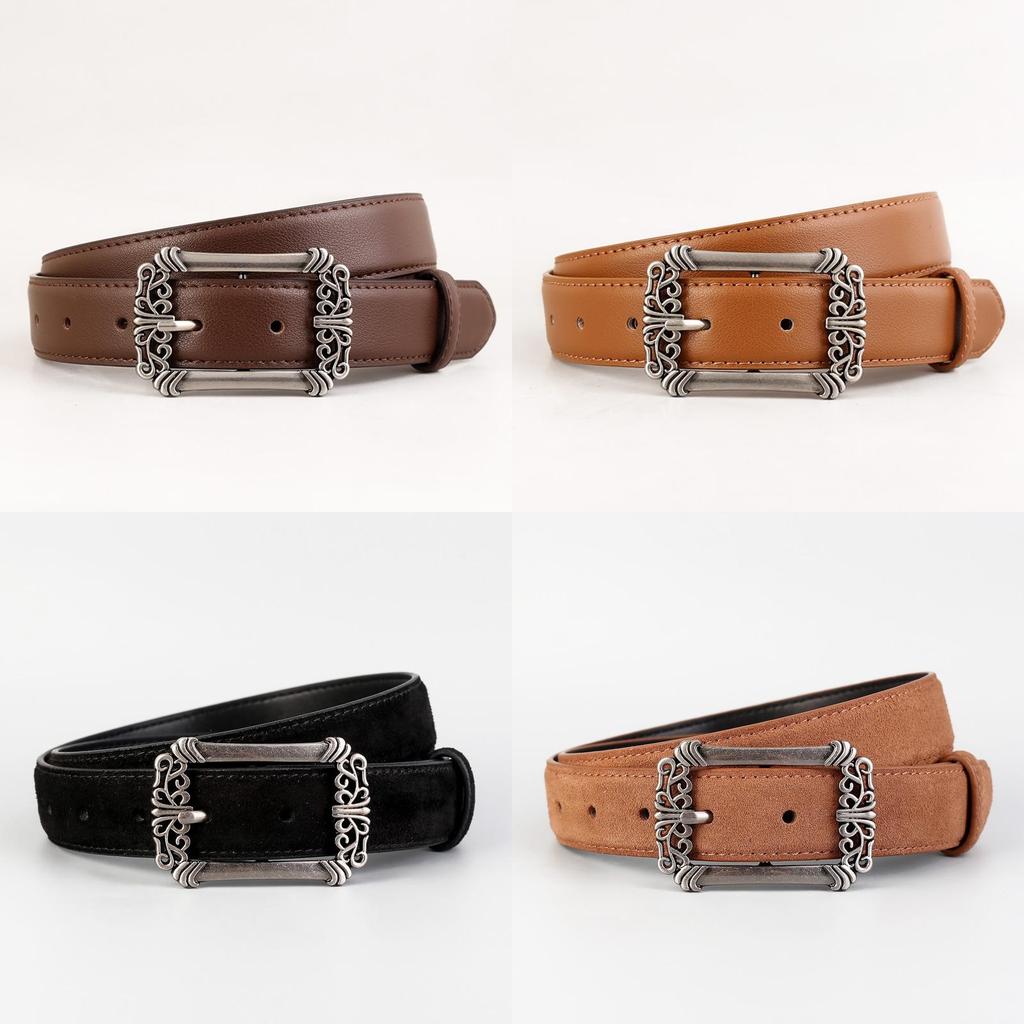 Leather Belt For Women Vintage Punk Style With Zinc Alloy Buckle For Casual Wear