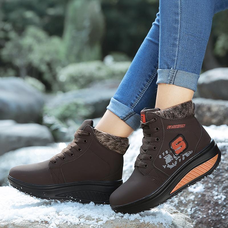 Зимние бархатные теплые высокие женские хлопковые туфли-качалки зимние ботинки спортивная — фото 20