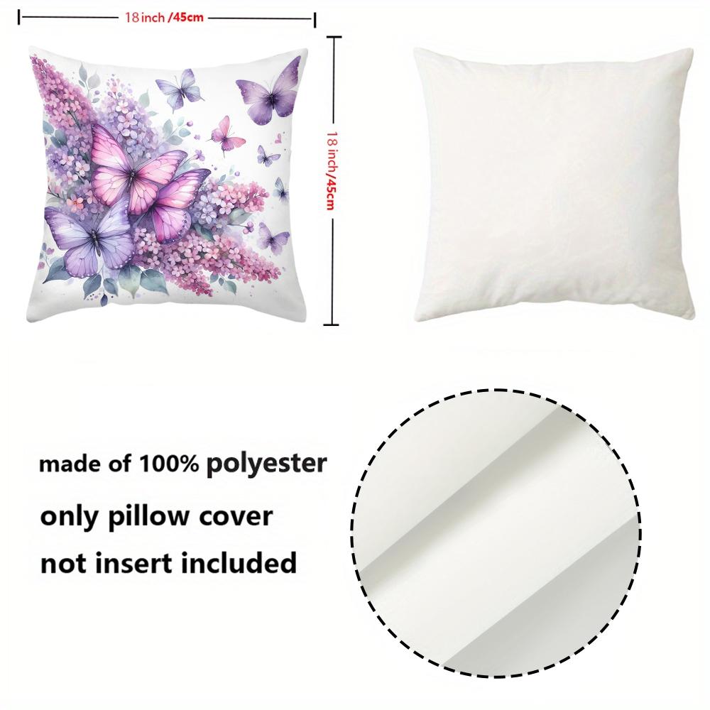 1 pieces -2D flat printing Lilac And Butterfly Patterned Decorative Throw Pillows Polyester pillowcase, sofa  cushion cov