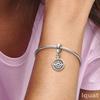 925 Sterling Silver Compass Charm Pendant with Blue Cubic Zirconia Stones for DIY Bracelet Necklace Accessories Jewelry Making