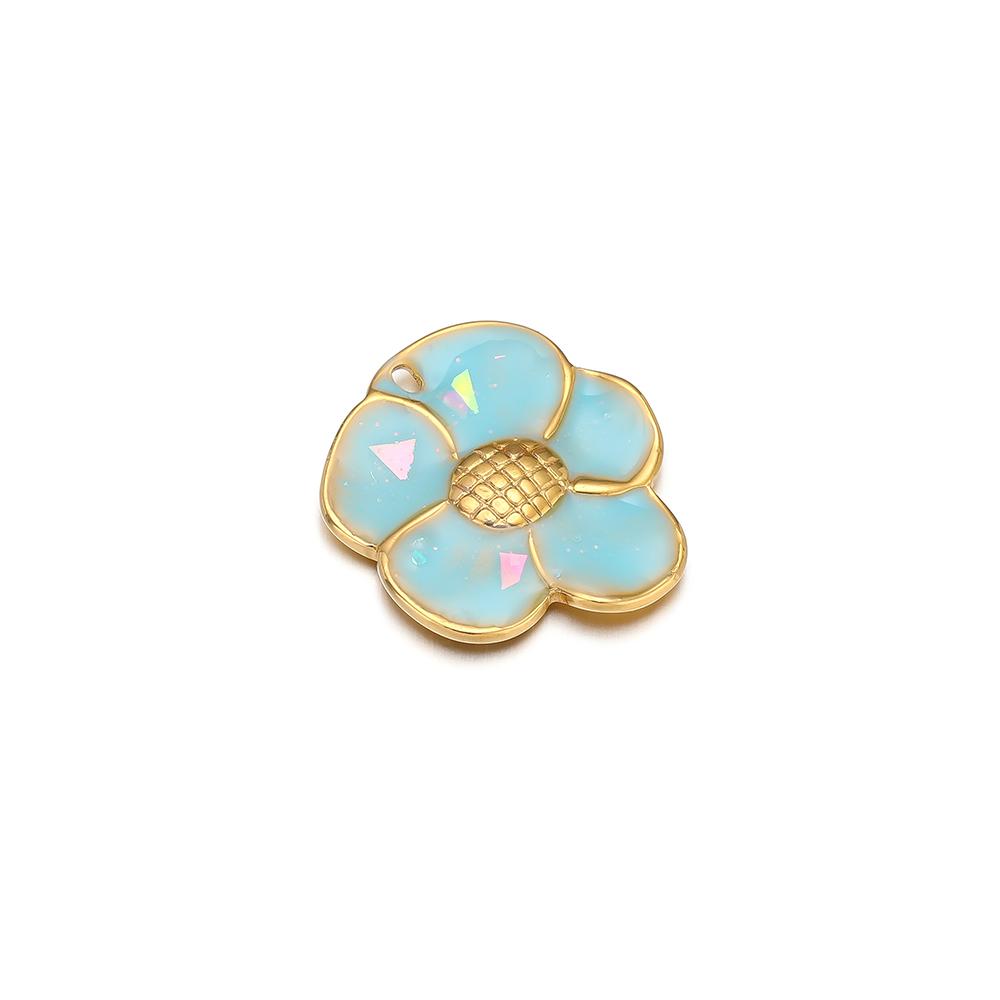 5pcs Stainless Steel 18K Gold Color Enamel Colorful Flower Charms Pendants for DIY Jewelry Necklace Making Bracelets Accessories