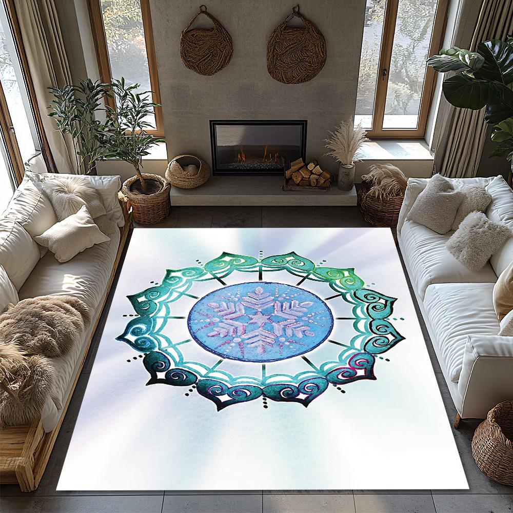 Bohemian Area Rug Mandala Pattern Rug Non Slip Floor Mat Home Decor Living Room Carpet Bedroom Rug Teal Blue Green Artistic Desi
