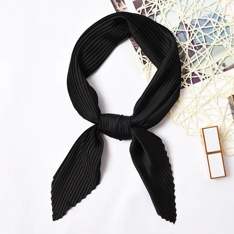 70*70cm Small Crinkle Hijab Scarf For Women Silk Satin Handkerchief Bag Scarfs Female Sqaure Headband Hair Scarves For Ladies