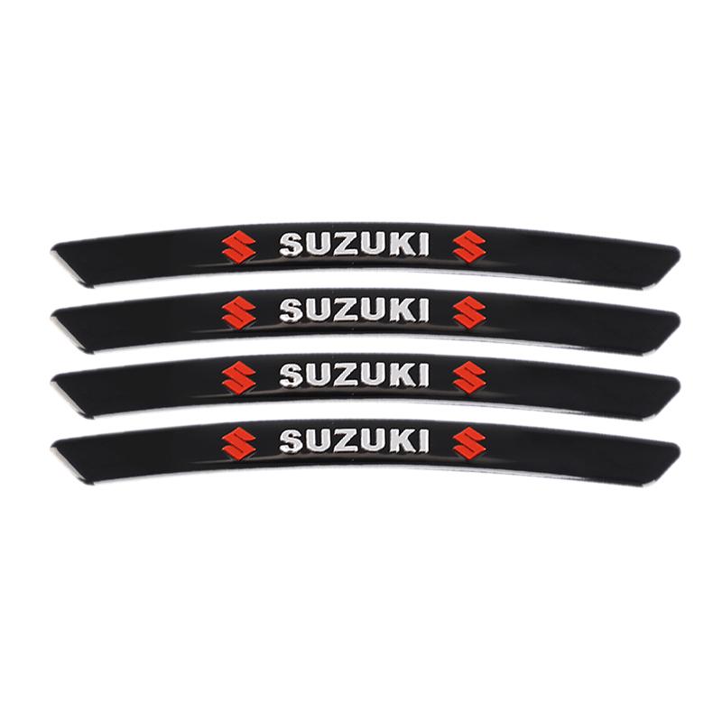 

4Pcs 3D Aluminum Car Wheel Hub Sticker Tire Decorative Strip For Suzuki Swift Vitara Baleno Jimny Samurai SX4 Alto Splash Kaiser