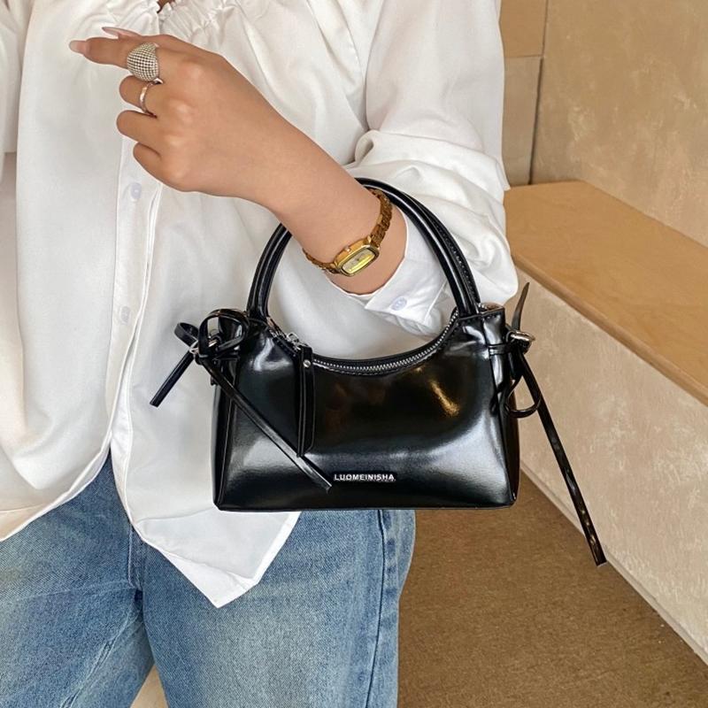 Korean Style Bow Handbags Solid Color Letter Large Capacity Women's Shoulder Bags Simple Commuting PU Crossbody Bags
