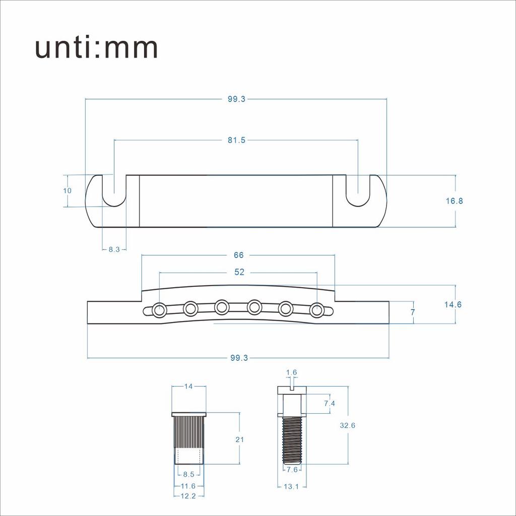 FLEOR Set of Vintage LP Guitar Bridge and Tailpiece Set for LP Electric Guitar Parts Chrome /Black
