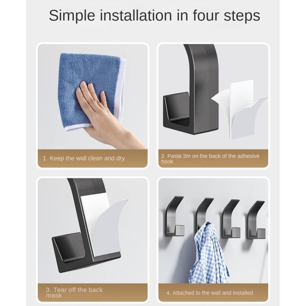 5PCS Hanger No Drilling Double Hook Key Holder Clothes Coat Hook Black White Towel Hook  Bedroom