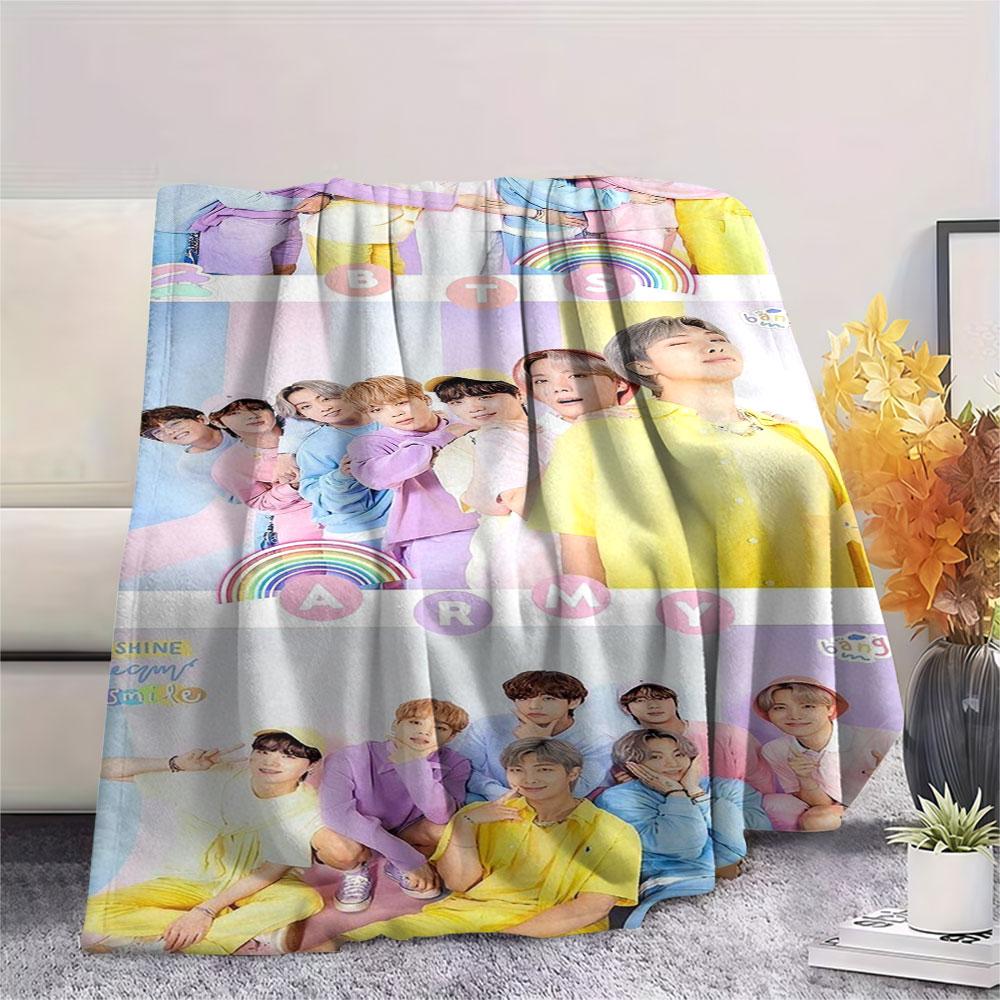 K-POP BTS printing Flannel Blanket Bedroom Sofa Camping Warm blanket Gifts for family and friends-MJ013