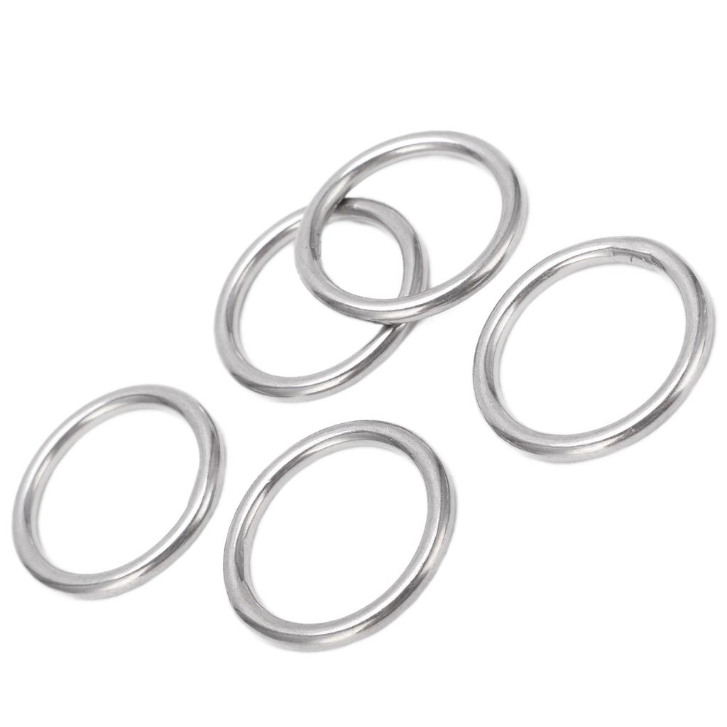 5PCS Welded O Ring Stainless Steel Marine Grade Round Ring for Sailing Diving Luggages4x30mm