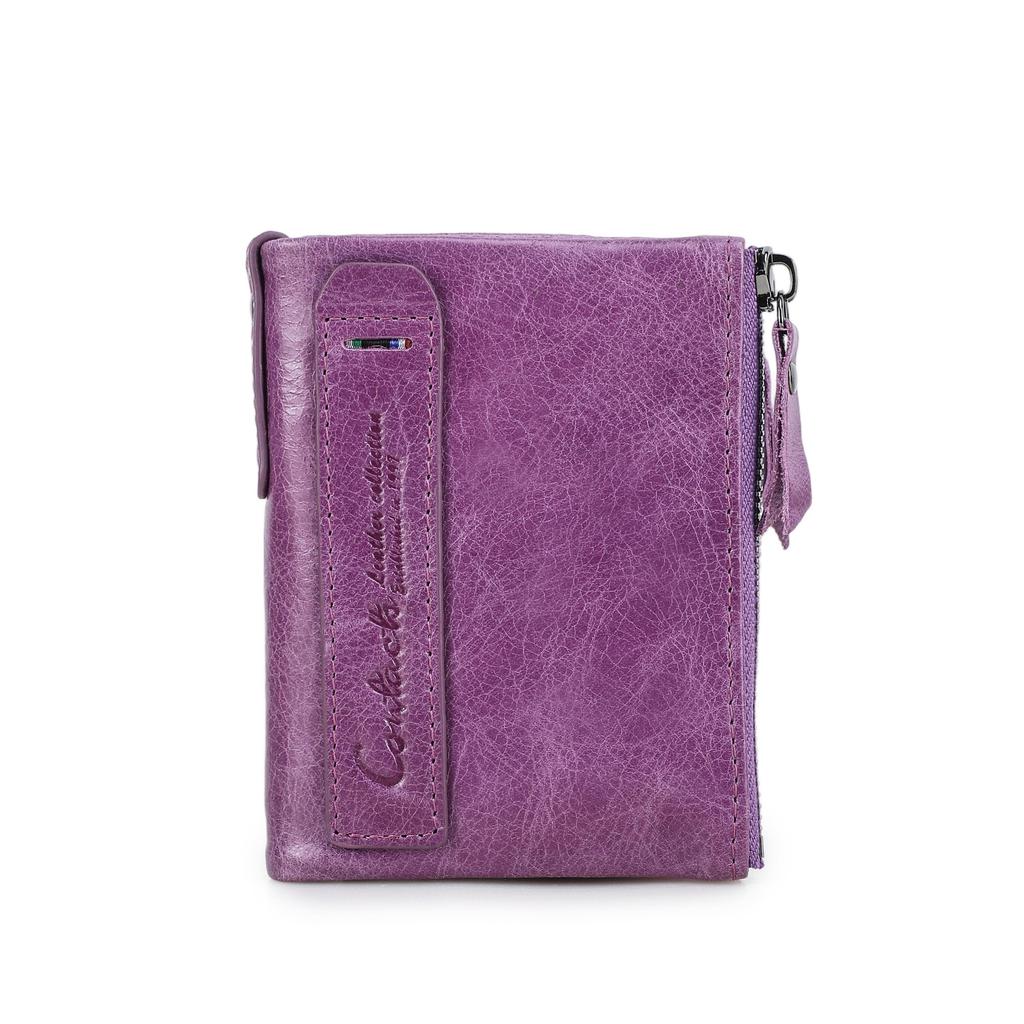CONTACT'S Echtes Leder Vintage Geldbörse Herren Kurzes Münzfach RFID Kartenhalter Unisex Kleine Geldbörsen Hohe Qualität Designer Geschenk für Freund oder Familie